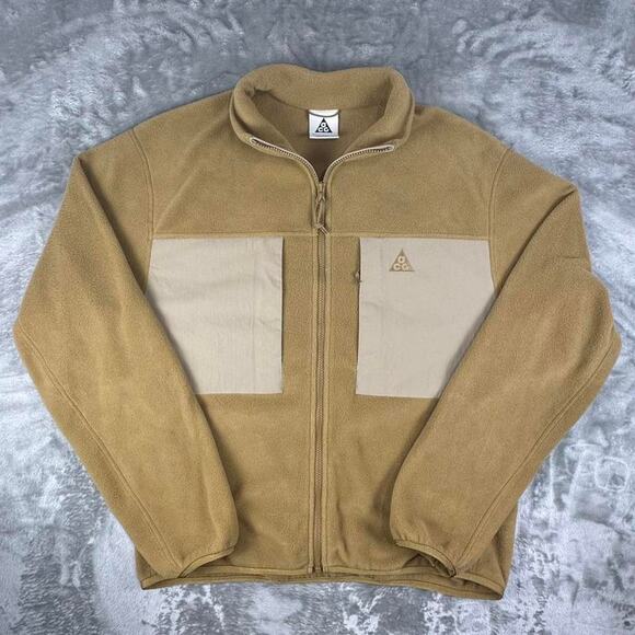 Nike ACG Polartec Tan Wolf Tree Fleece Full-zip Jacket Size Medium - Picture 1 of 7